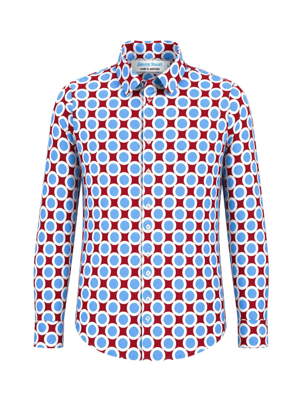 Circus Geometric Cotton L/S Big Mens Shirt - Red