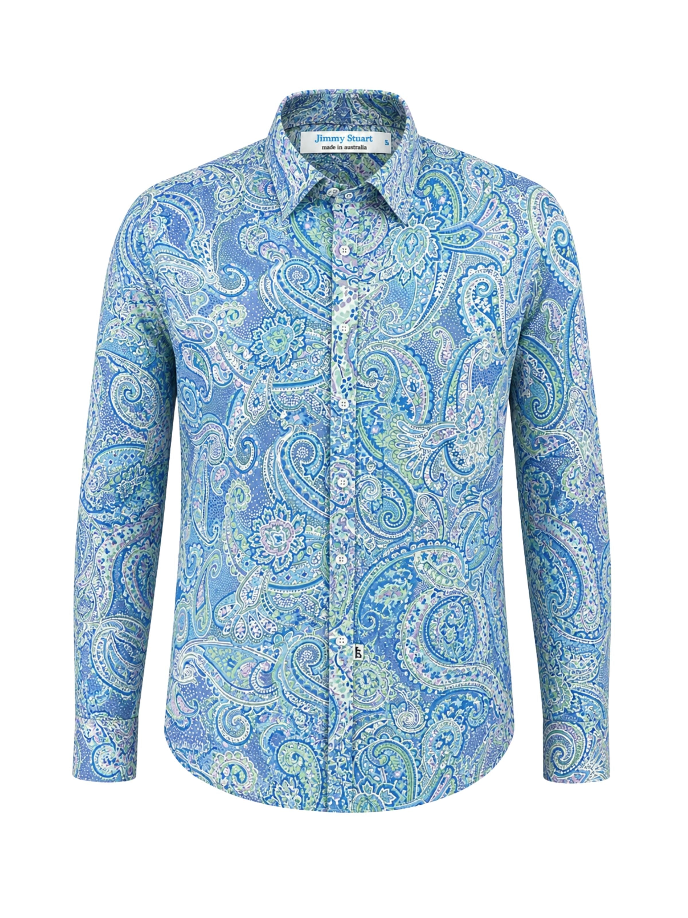 Confetti Paisley Cotton L/S Shirt - Blue