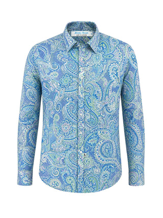 Confetti Paisley Cotton L/S Shirt - Blue
