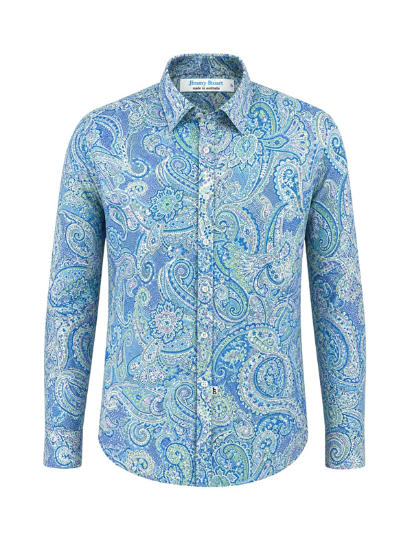 Confetti Paisley Cotton L/S Shirt - Blue