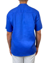 Byron Bay Cornflower Blue Linen S/S Big Mens Shirt