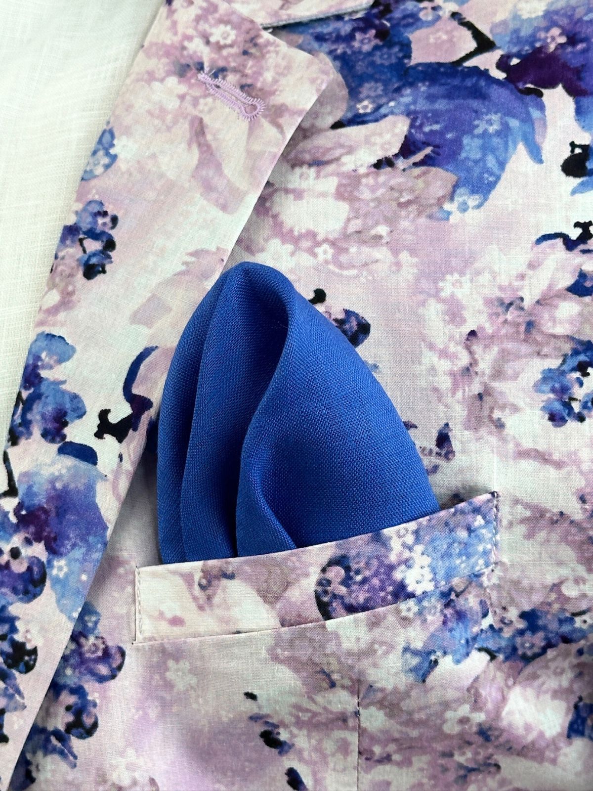 Cornflower Blue Linen Pocket Square