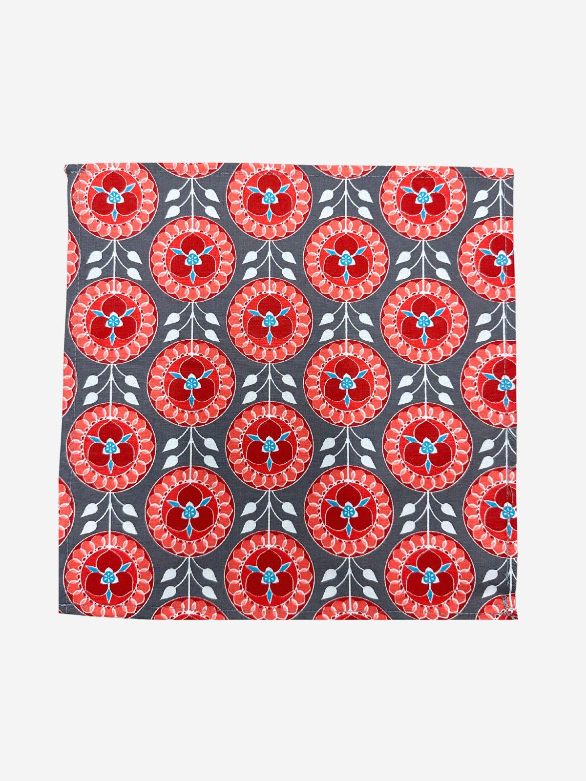 Dahlia Cotton Pocket Square - Grey