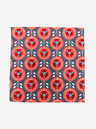 Dahlia Cotton Pocket Square - Grey