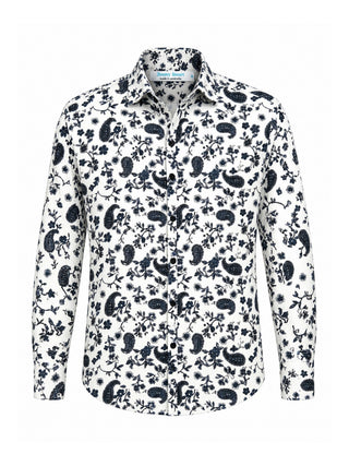 The Day of the Dead Paisley Cotton L/S Big Mens Shirt - White