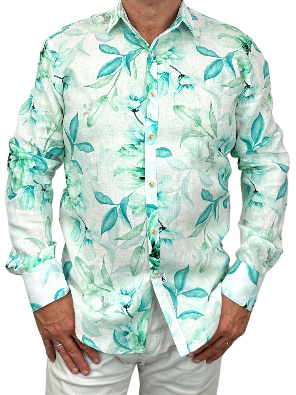 Desire Floral Linen L/S Shirt - Blue