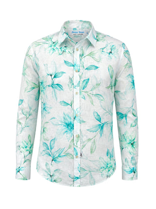 Desire Floral Linen L/S Shirt - Blue