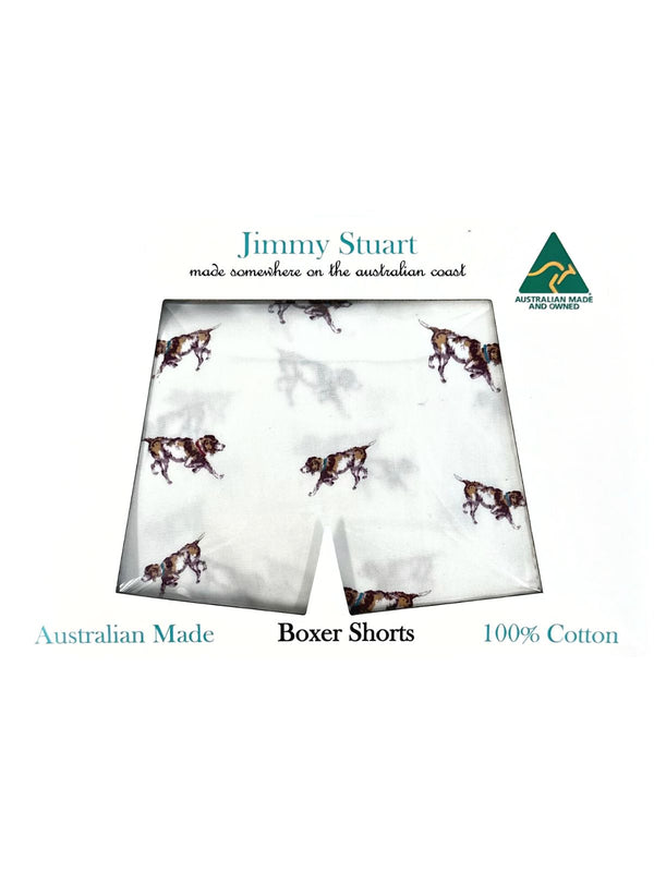 Dogs Abstract Cotton Boxer Short - White