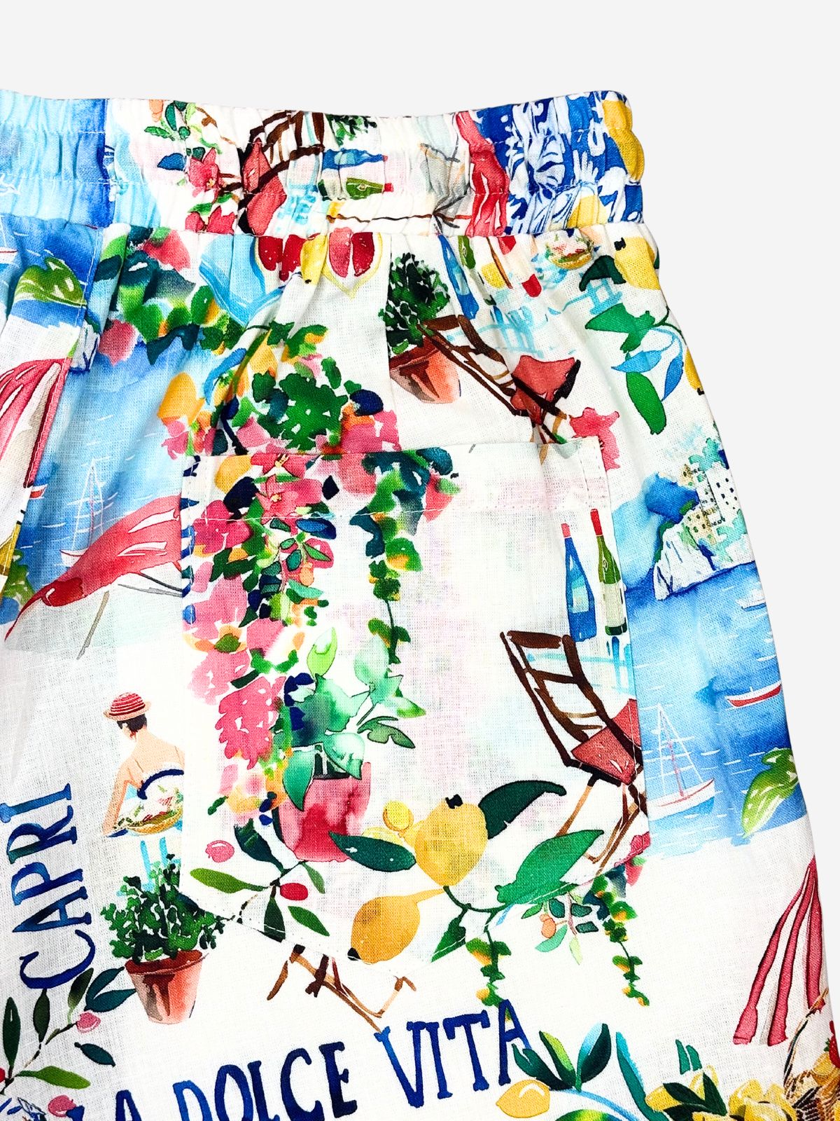 La Dolce Vita Abstract Linen Short - Multi