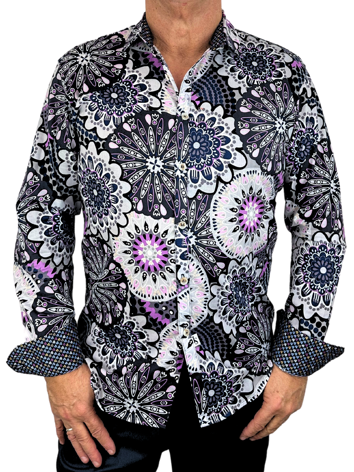Drago Abstract Cotton L/S Big Mens Shirt - Purple
