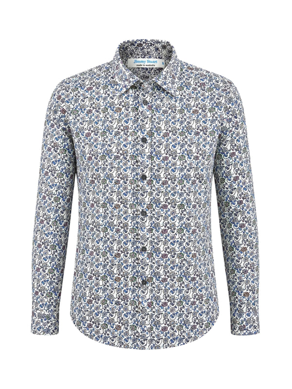 Embrace Floral Cotton L/S Shirt - Blue