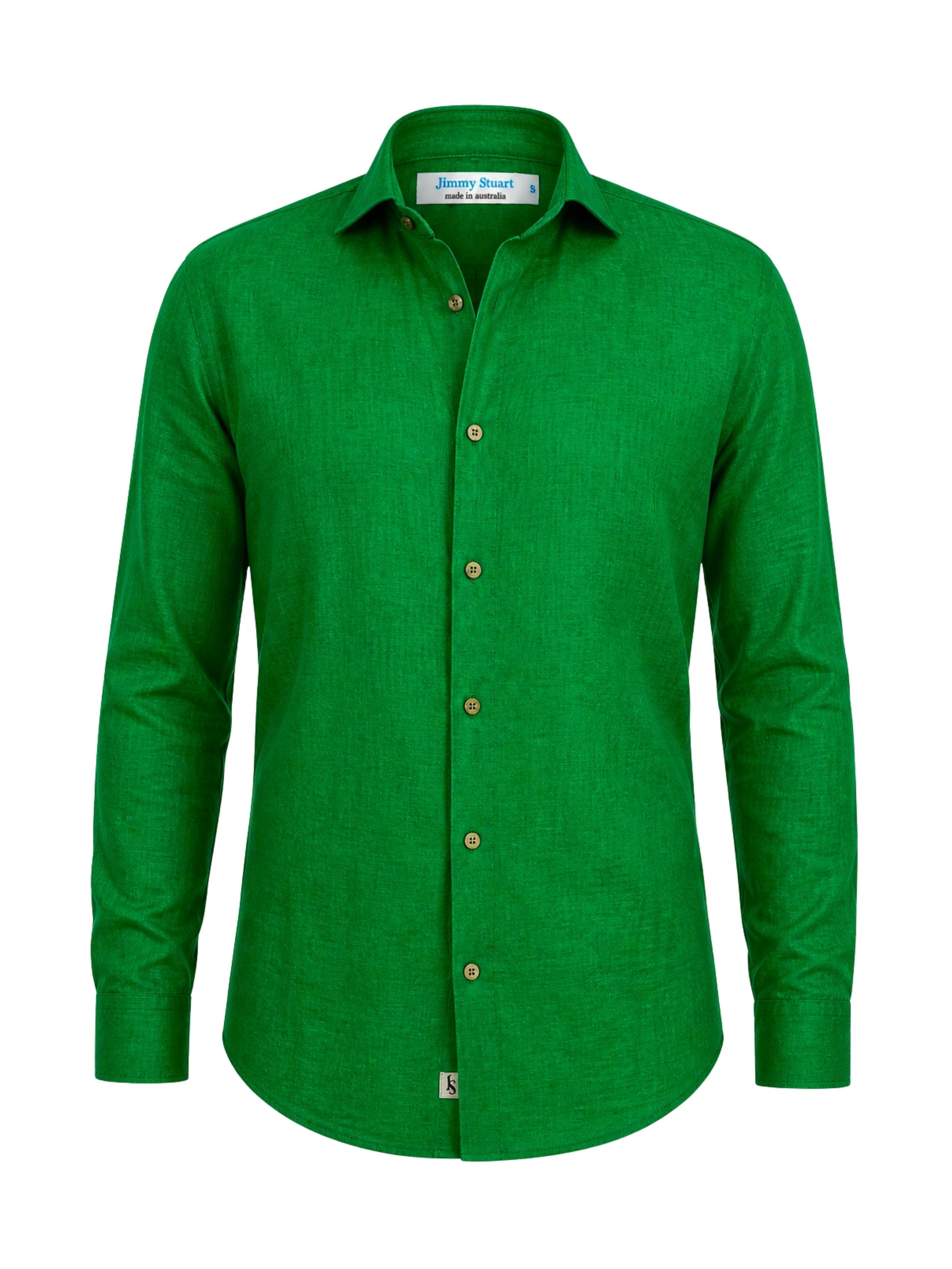 Byron Bay Green Linen L/S Shirt