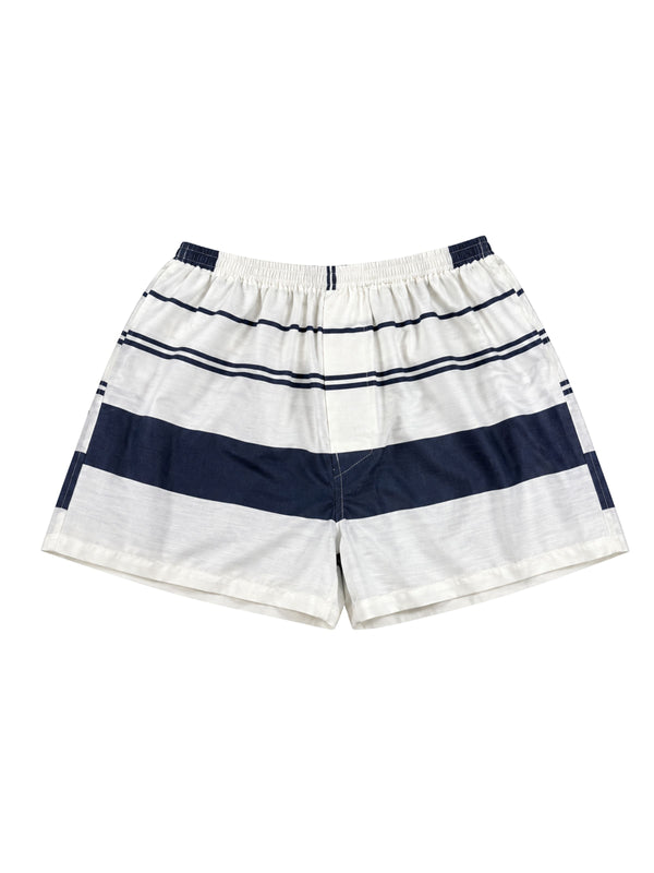 Escort Stripe Cotton Boxer Short - White/Blue