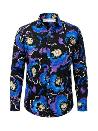 Explode Abstract Cotton L/S Shirt - Purple