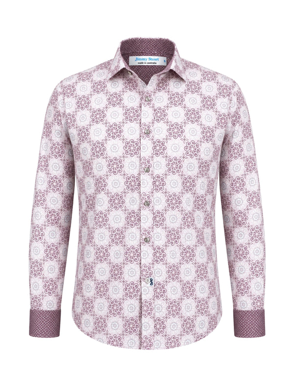 Fawkes Abstract Cotton L/S Shirt - Pink
