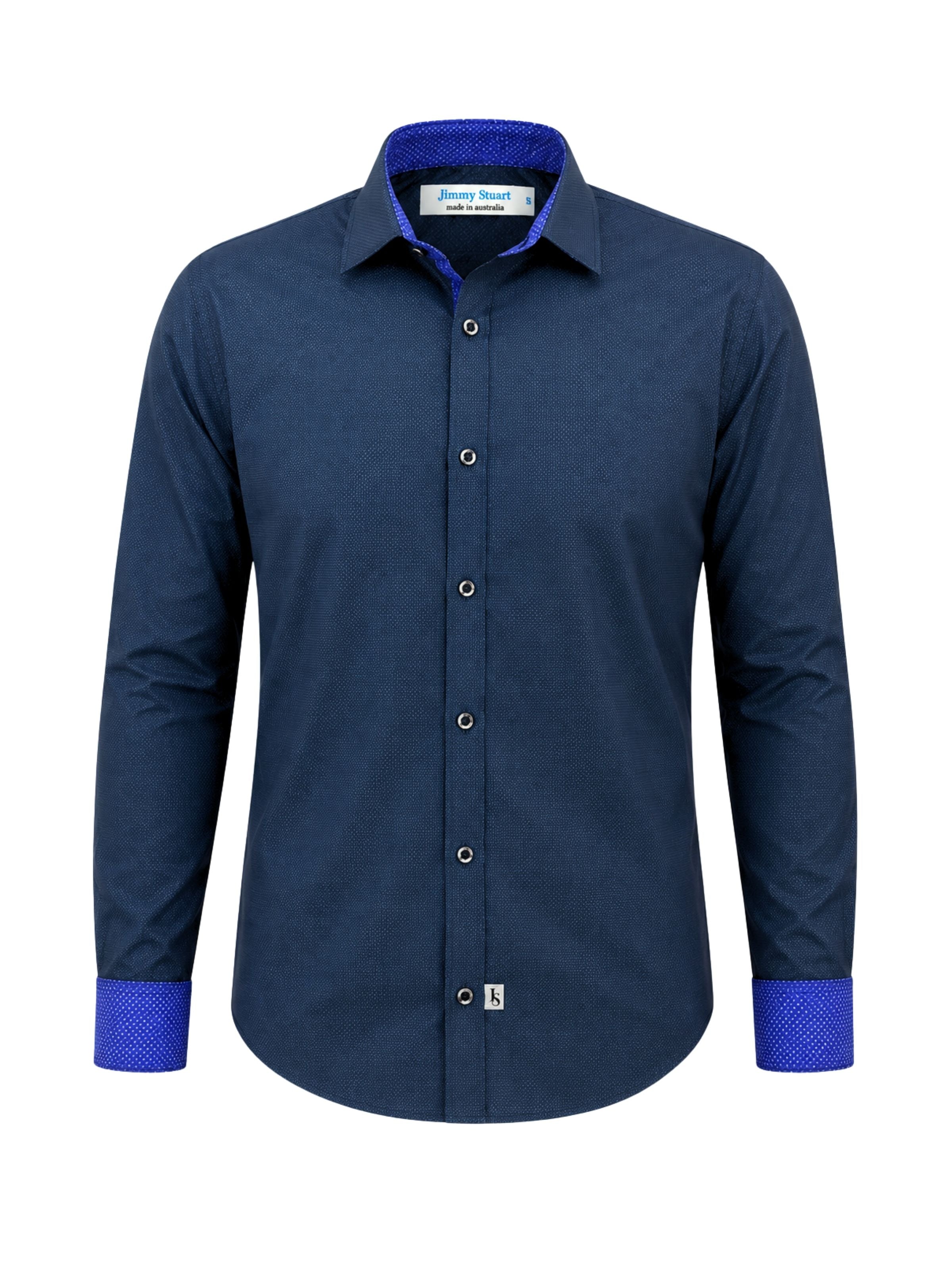 Fence Geometric Cotton L/S Shirt - Black/Navy
