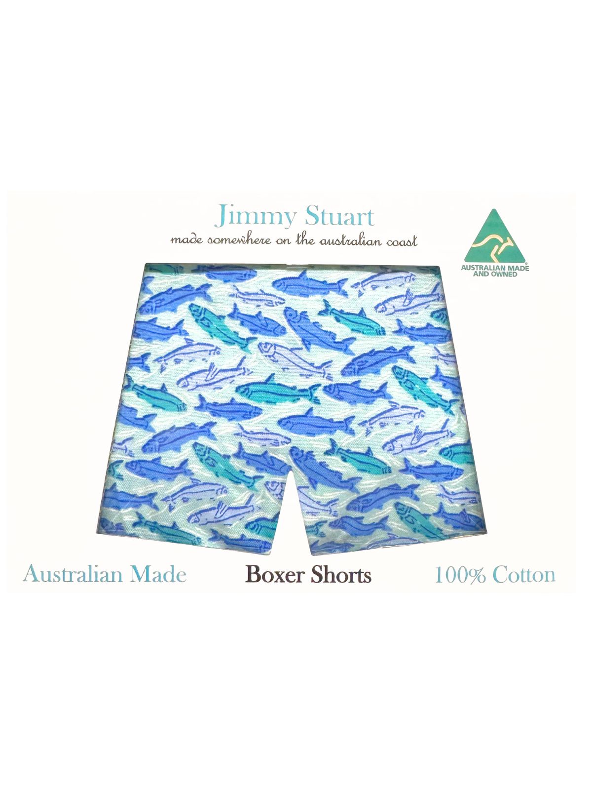 Sardine Abstract Cotton Boxer Short - Blue