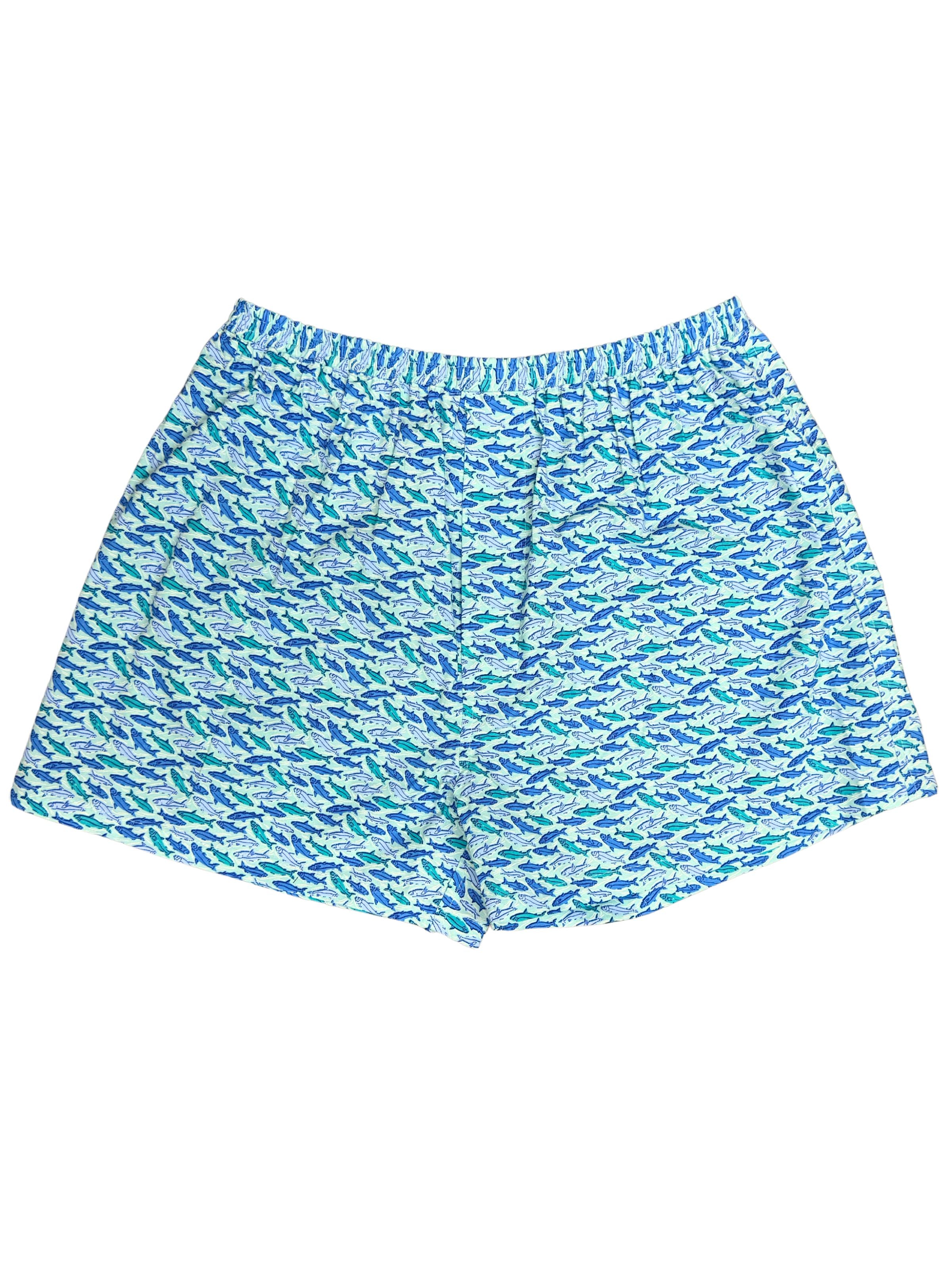 Sardine Abstract Cotton Boxer Short - Blue