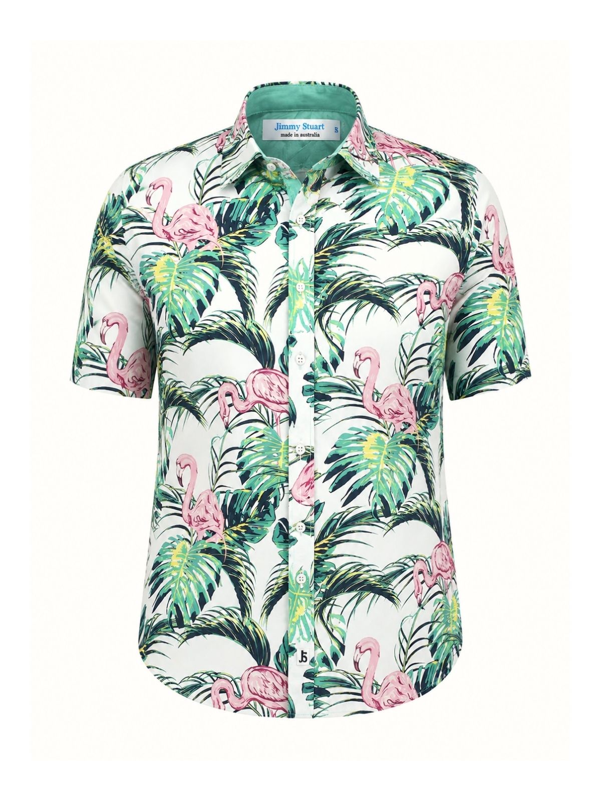 Flamingos Hawaiian Cotton/Rayon S/S Big Mens Shirt - Green/Pink