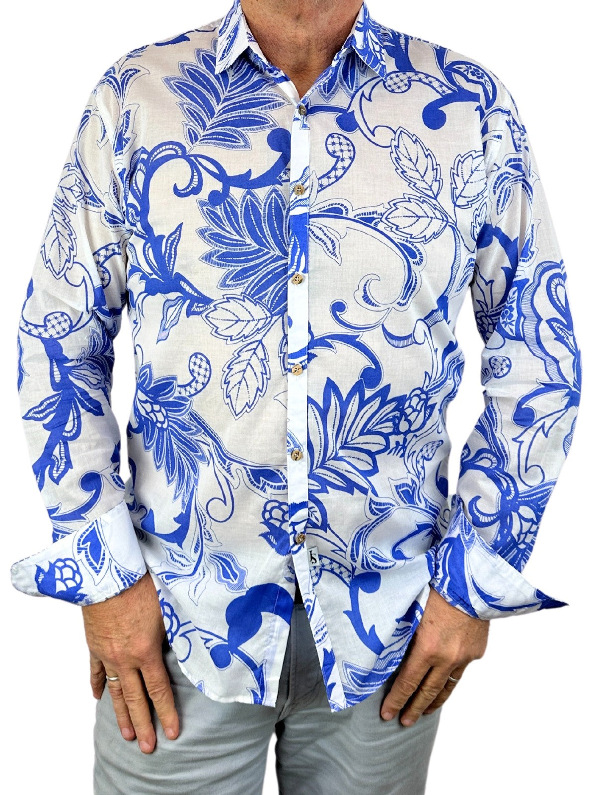 Fontana Floral Cotton Voile L/S Shirt - Blue