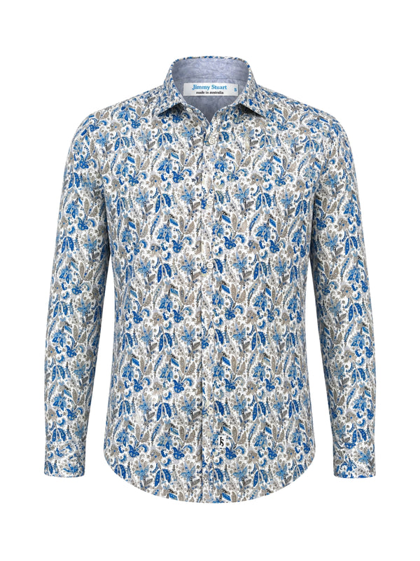 Freedom Paisley Cotton L/S Shirt - Blue