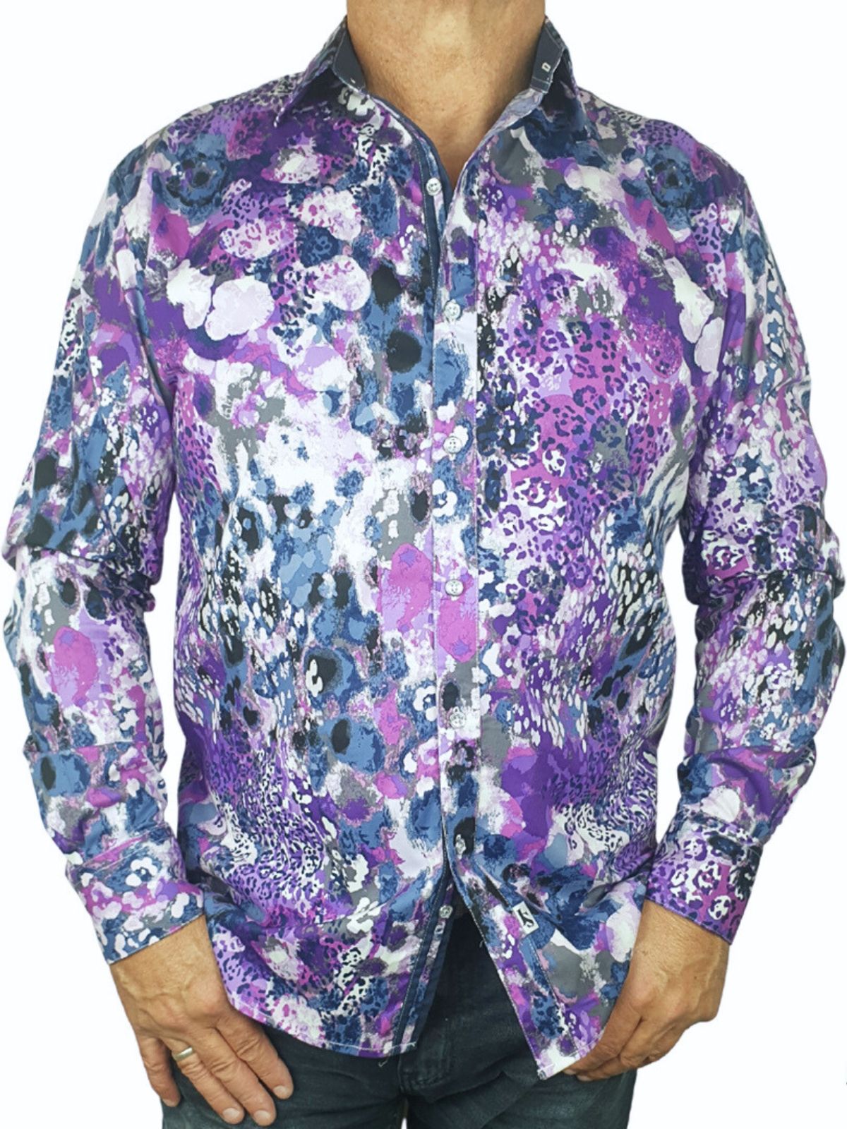 Galaxy Reef Abstract Cotton L/S Shirt - Purple