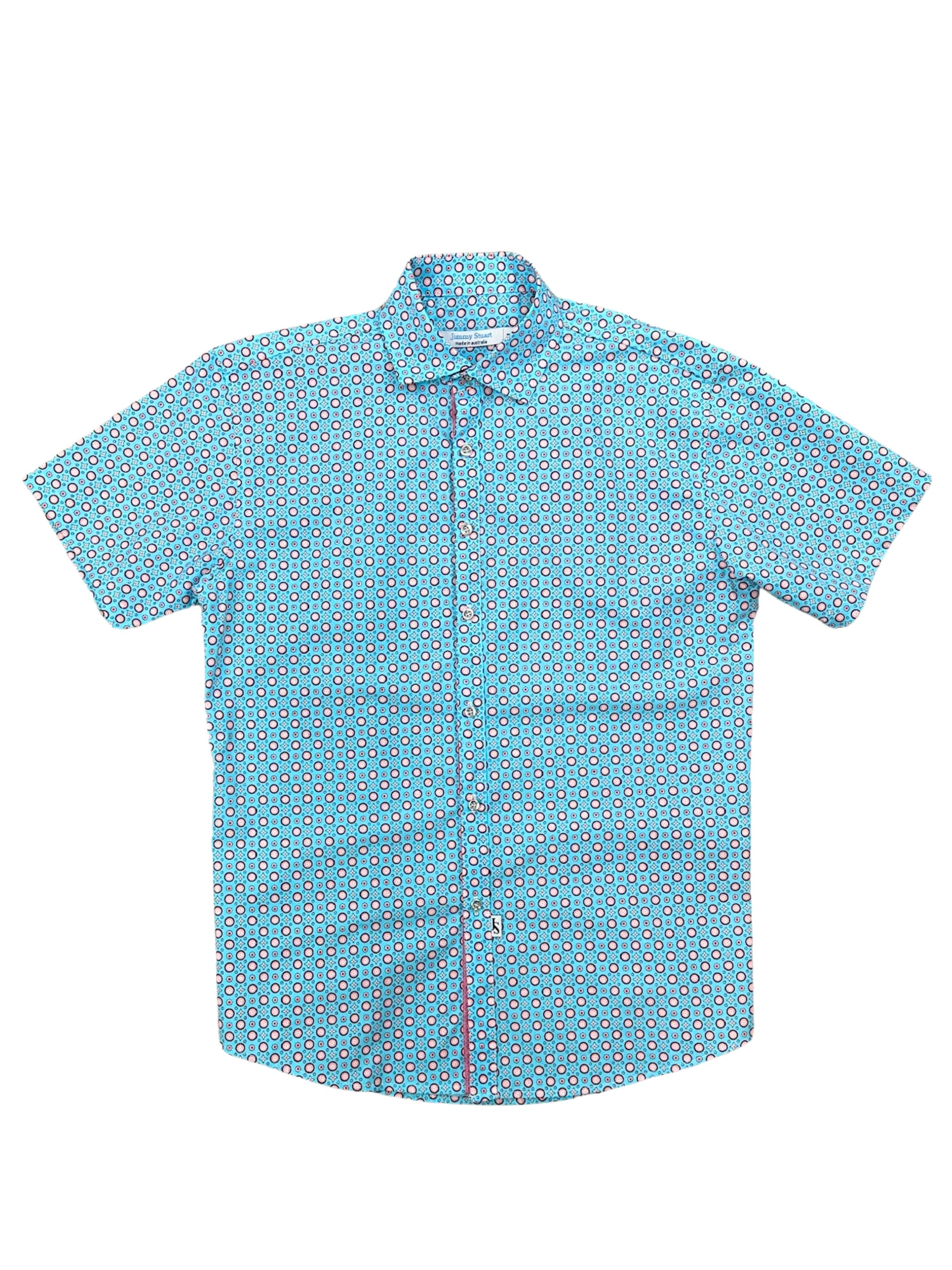 Galaxy Abstract Cotton S/S Shirt - Blue