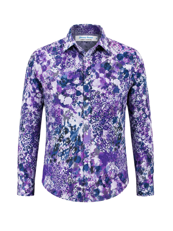 Galaxy Reef Abstract Cotton L/S Shirt - Purple