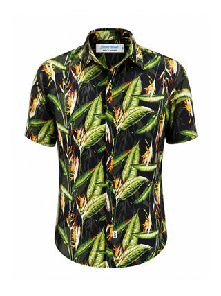 Garden Isle Floral Cotton S/S Shirt - Black