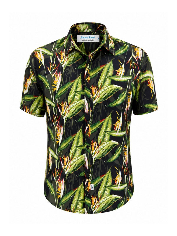 Garden Isle Floral Cotton S/S Shirt - Black