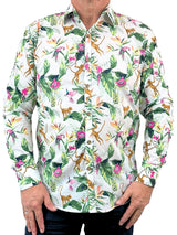 George Abstract Cotton L/S Big Mens Shirt – Green