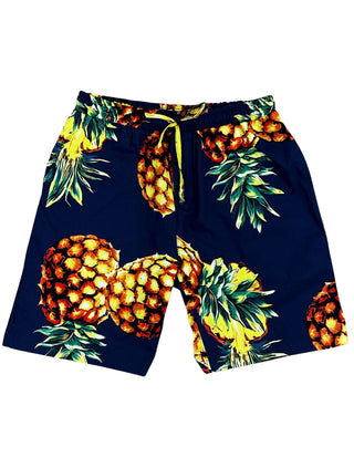 Golden Circle Abstract Cotton Short - Navy/Yellow