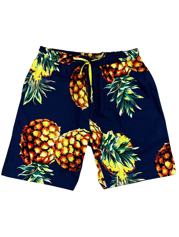 Golden Circle Abstract Cotton Short - Navy/Yellow