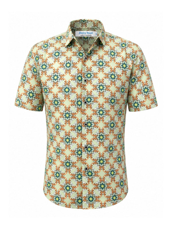 Gremlin Abstract Cotton S/S Shirt - Green/Orange