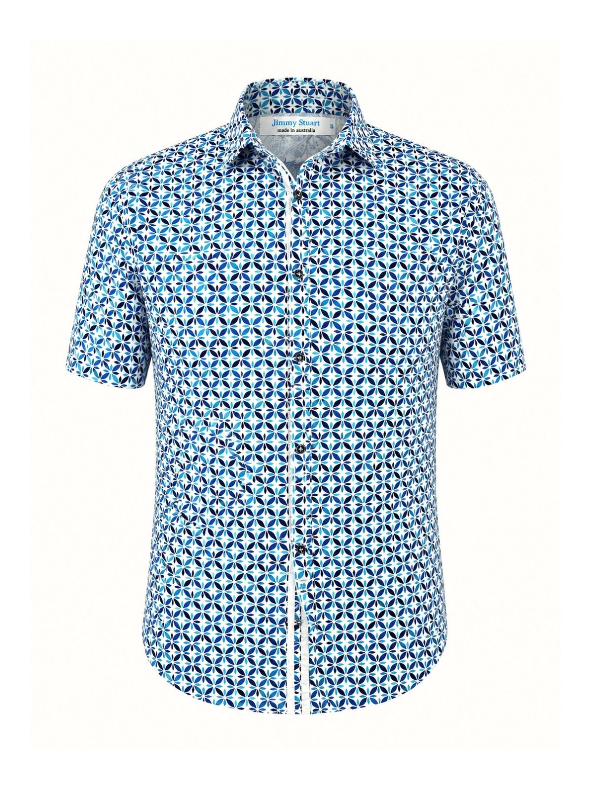 Helicopter Geometric Cotton S/S Shirt - Blue