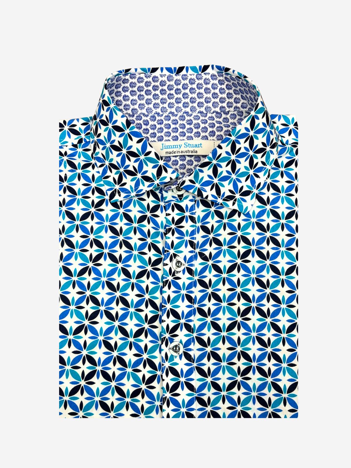 Helicopter Geometric Cotton S/S Shirt - Blue