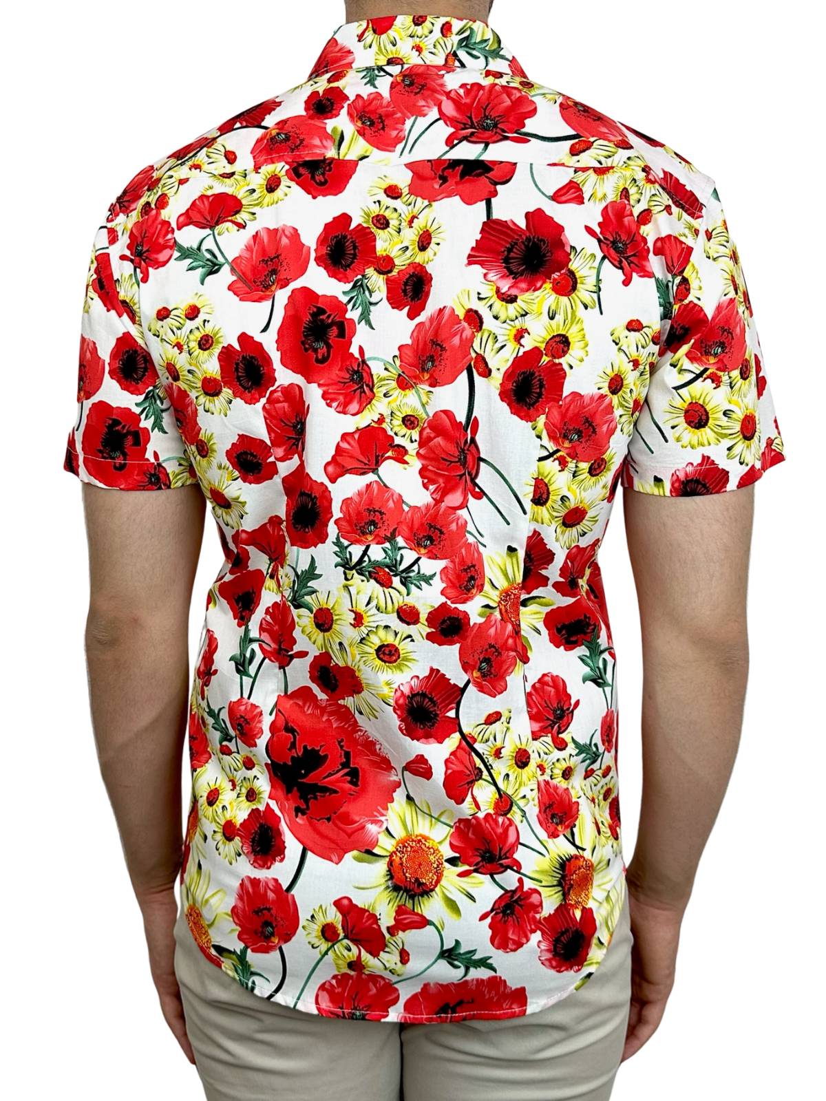 Heroine Floral Cotton S/S Big Mens Shirt - Red