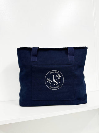 Holiday Hawaiian Cotton Tote Bag - Navy