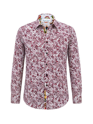 Hyde Floral Cotton L/S Big Mens Shirt – Red