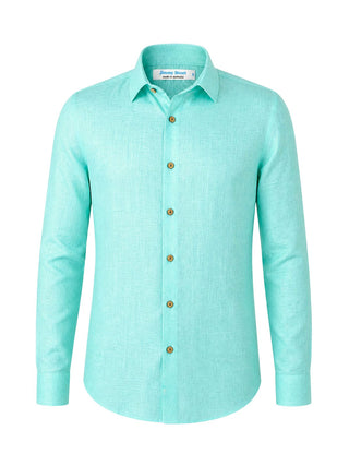 Byron Bay Ice Blue Linen L/S Shirt