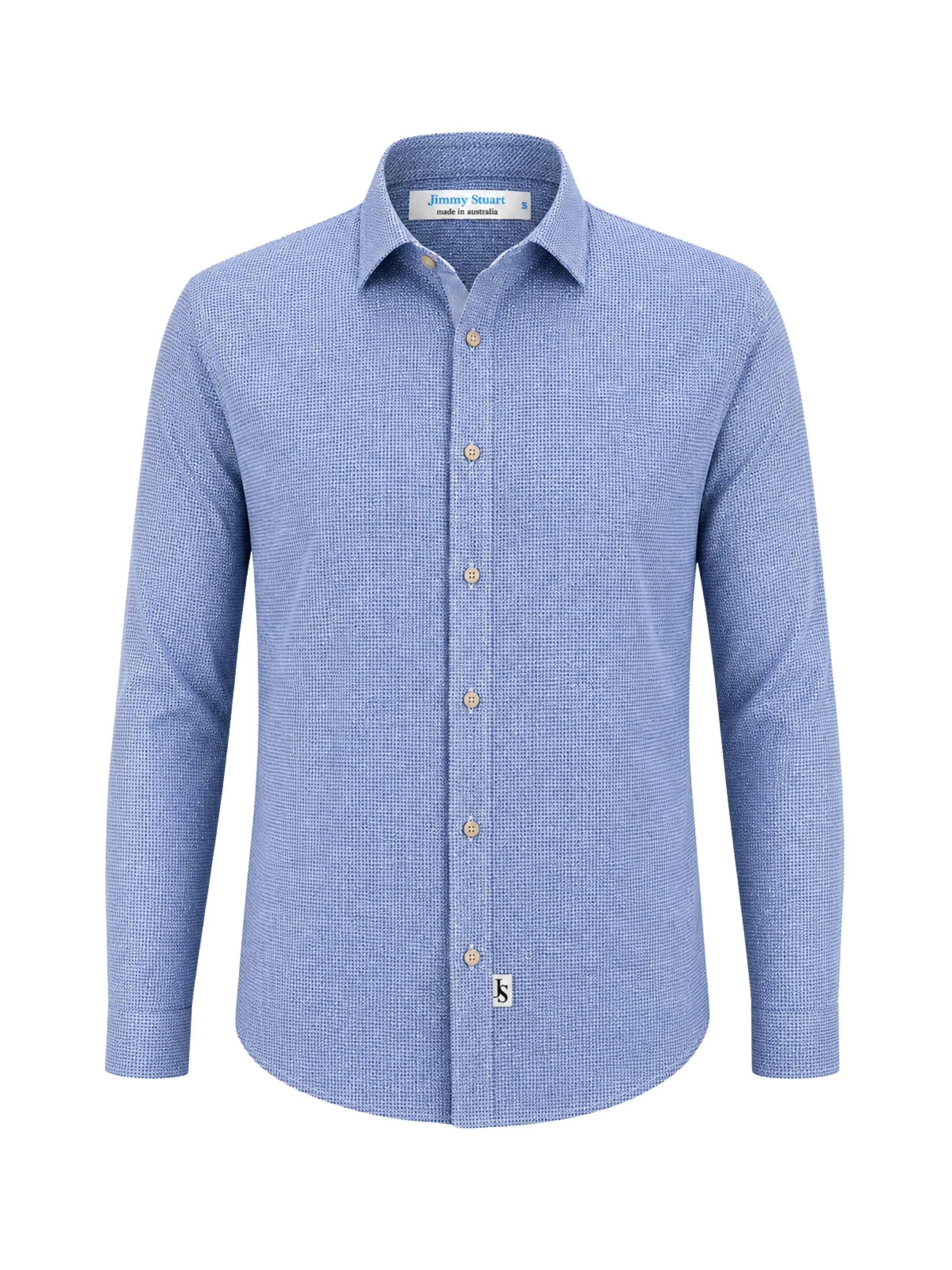 Illusion Geometric Cotton L/S Shirt - Blue