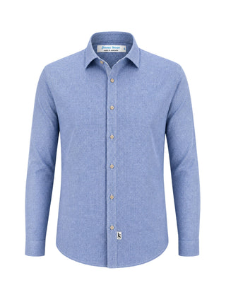 Illusion Geometric Cotton L/S Shirt - Blue