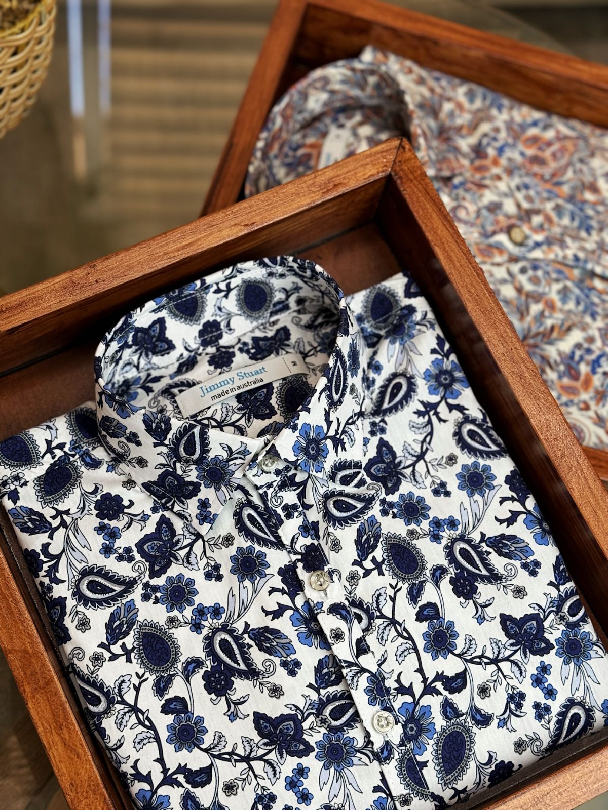 Indigo Paisley Cotton L/S Shirt - White