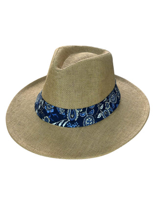 Indigo Navy Panama Hat - Natural