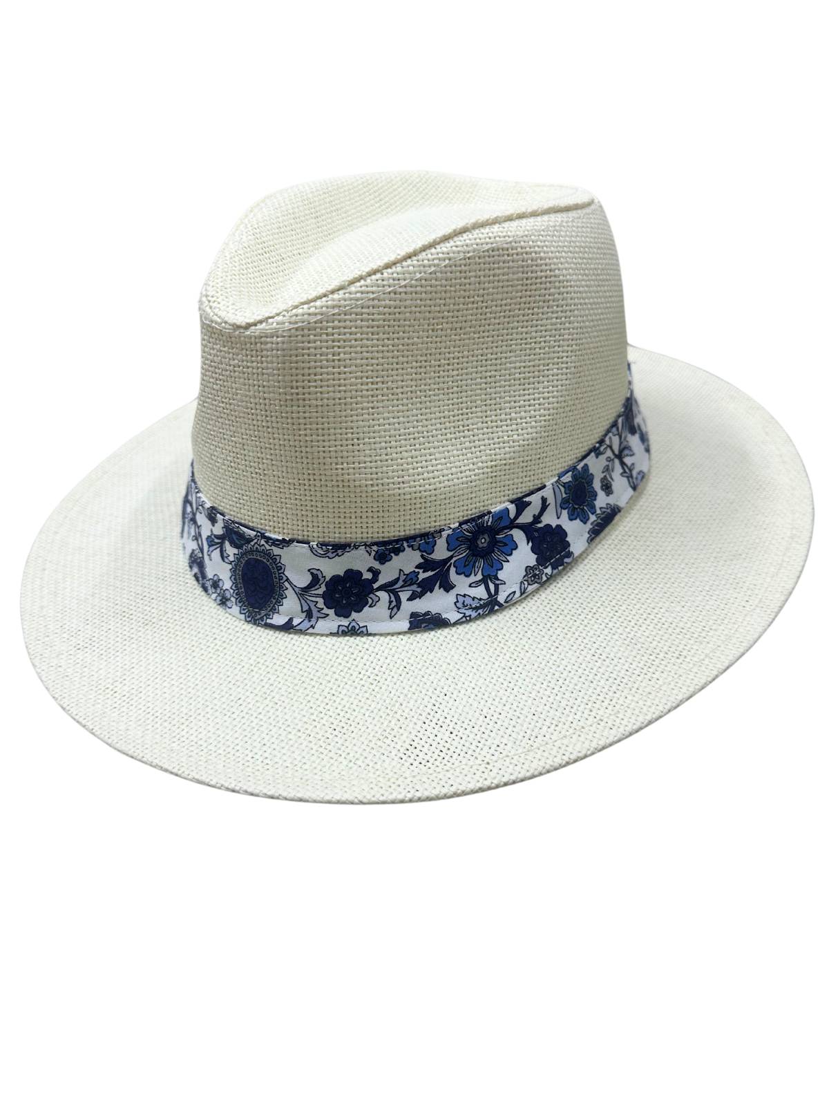 Indigo White Panama Hat