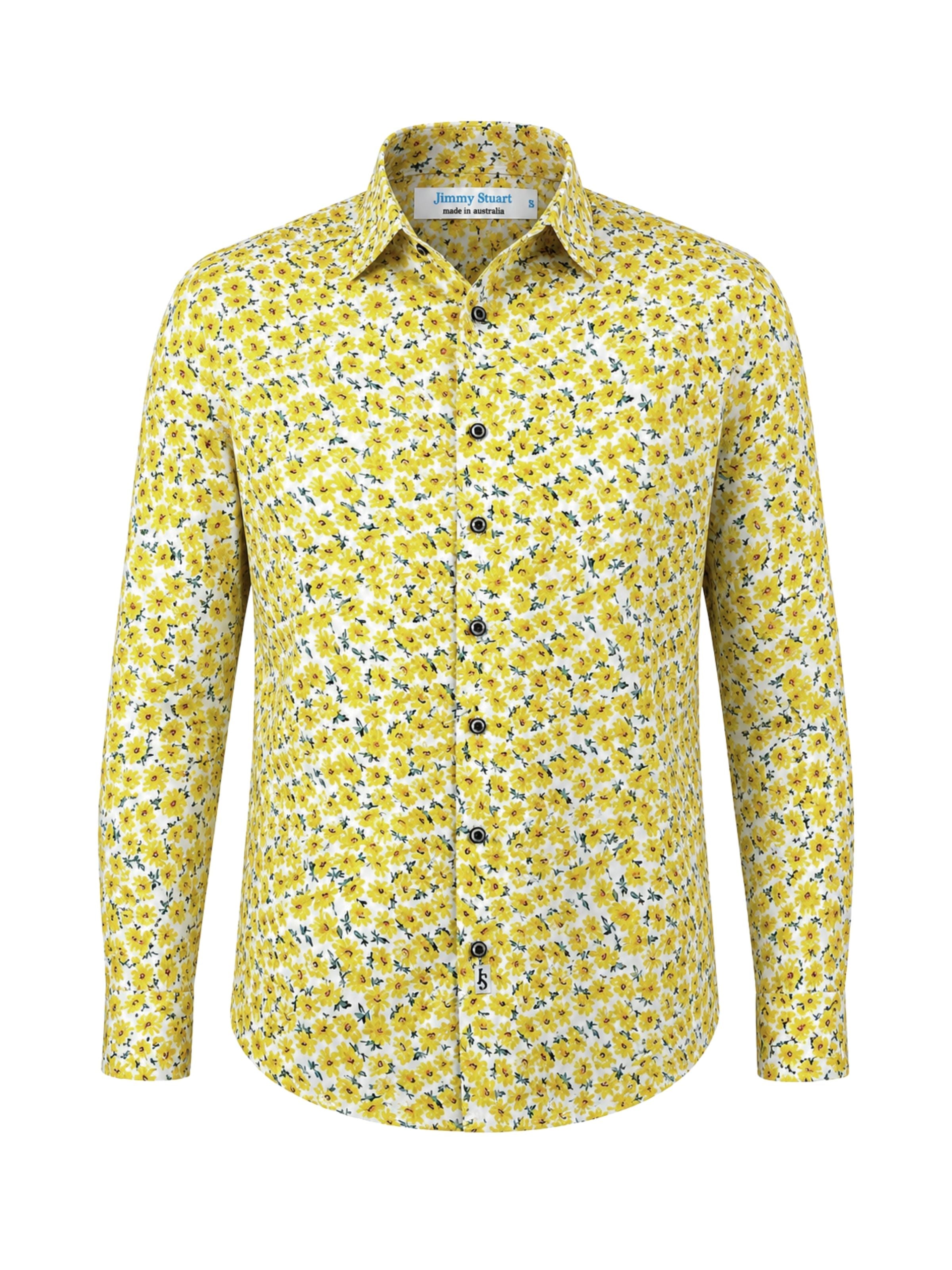 Iris Floral Cotton L/S Shirt - Yellow