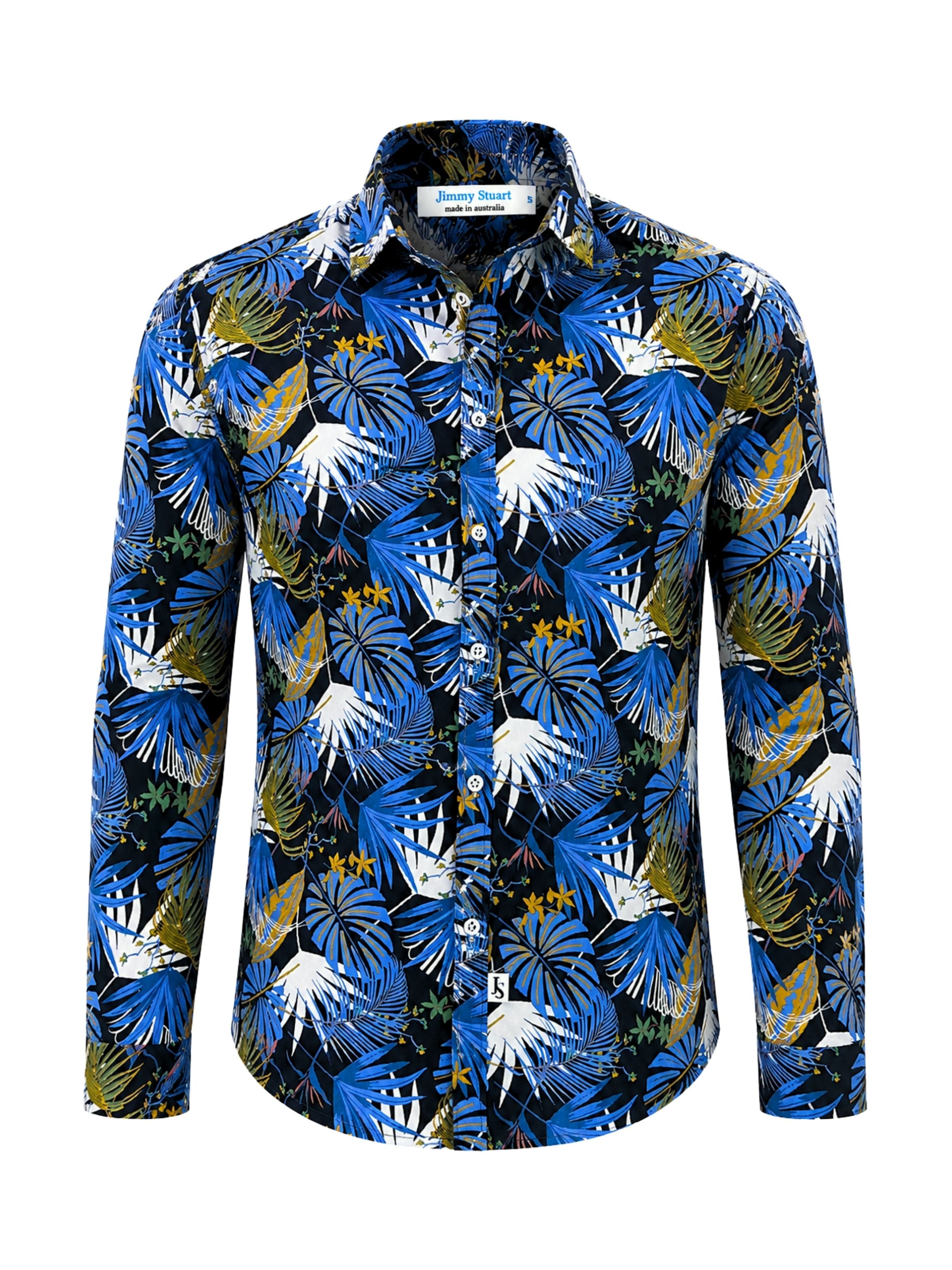 Jackson Floral Cotton L/S Shirt - Blue/Black