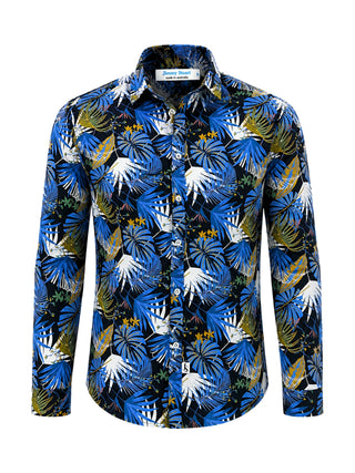 Jackson Floral Cotton L/S Shirt - Blue/Black