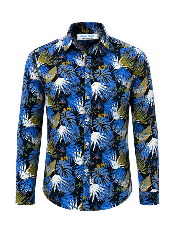 Jackson Floral Cotton L/S Shirt - Blue/Black