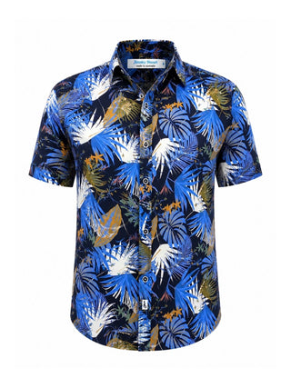 Jackson Floral Cotton S/S Shirt - Blue/Black